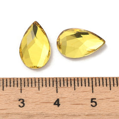 Rhinestone Cabochons, Teardrop 14x9mm Citrine 4/pk