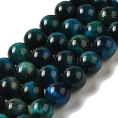 10mm Tiger Eye Blue (Natural/Dyed) Beads 15-16" Strand