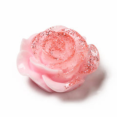 Resin Cabochon Flower 19mm Glitter Pink 10/pk