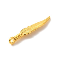 Feather Metal Charm 32x7mm Gold 10/pk