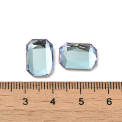 Rhinestone Cabochons, Rectangle 14x10mm Light Azure 4/pk