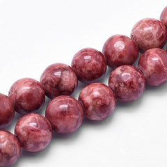 6mm Marble Cranberry (Natural/Dyed) Beads 15-16" Strand