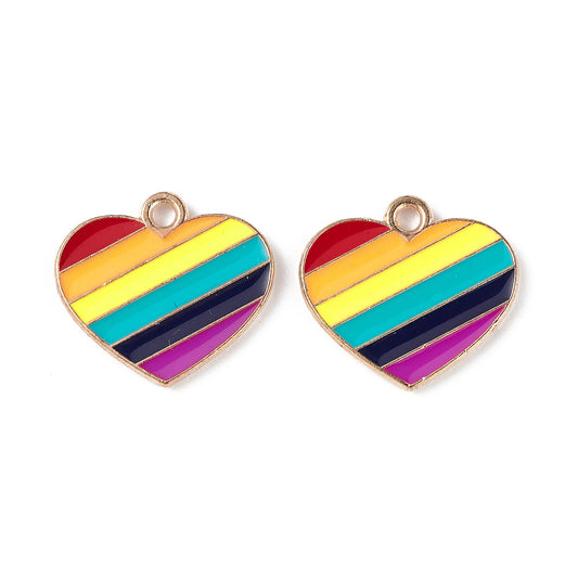 Pride Enamel Heart Charm 5/pk