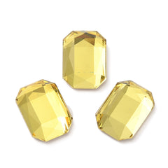 Rhinestone Cabochons, Rectangle 14x10mm Citrine 4/pk