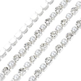 Metal Pearl & Rhinestone Banding 2mm Silver by the Yard