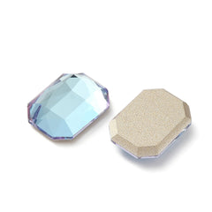 Rhinestone Cabochons, Rectangle 14x10mm Light Azure 4/pk