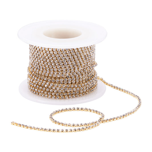 Metal 2mm Gold Rhinestone Banding by the Yard