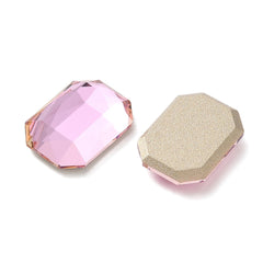 Rhinestone Cabochons, Rectangle 14x10mm Light Rose 4/pk