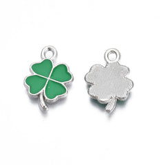 3/4" Clover Enamel Metal Charm 5/pk