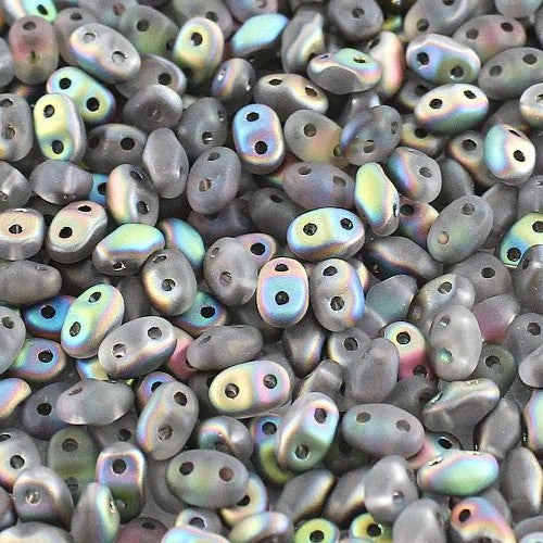 *Czech Miniduo Beads Crystal Vitrail Matte 8g
