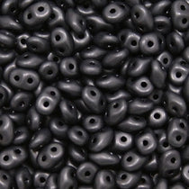 *Czech Miniduo Beads Jet Matte 8g