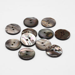 Button Shell 17mm Natural Black 10/pk