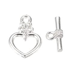Toggle Clasp Heart 20x13mm Silver 10/pk