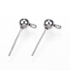 Earring Studs with Loop Stainless Steel 10/pk