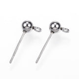 Stainless Steel Earring Studs with Loop 10/pk