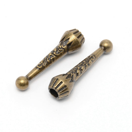 Bolo Tips Engraved Antique Brass 10/pk