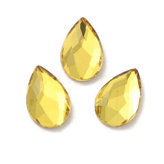 Rhinestone Cabochons, Teardrop 14x9mm Citrine 4/pk