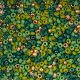 8/0 Czech Seed Beads #142 Green Multi Mix 22g
