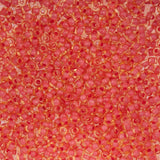 8/0 Czech Seed Beads #191 Colour Lined Yellow/Coral Terra 22g