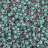 8/0 Czech Seed Beads #42001V Colour Lined Pink/Green Terra 22g