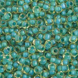 8/0 Czech Seed Beads #42005V Colour Lined Yellow/Green Terra 22g