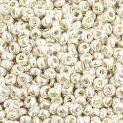 8/0 Czech Seed Beads #42016V Metallic Silver Terra 22g