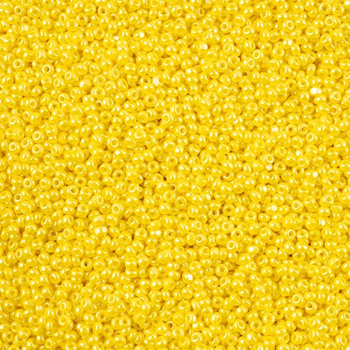 11/0 Czech Cut Seed Beads #37050 Opaque Yellow Luster 13g
