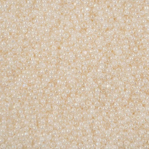 11/0 Czech Cut Seed Beads #37082 Opaque Pearl White Iris 13g