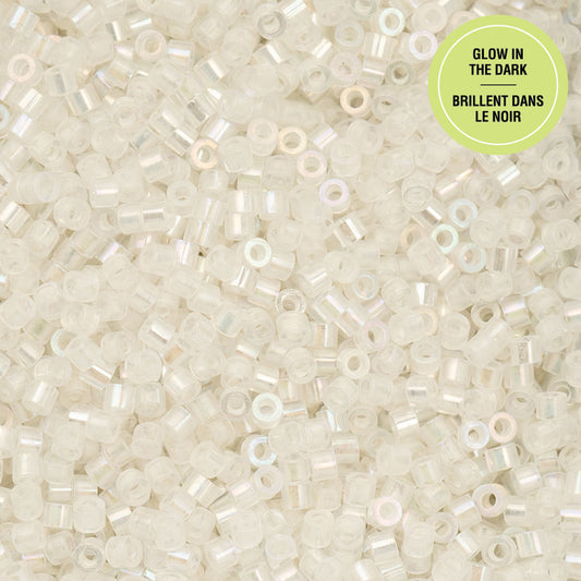 11/0 Cylin Beads #1115 Glow In Dark AB White / Turquoise 25g Bag