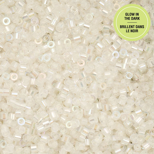11/0 Cylin Beads #1116 Glow In Dark AB White / Sky Blue 25g Bag