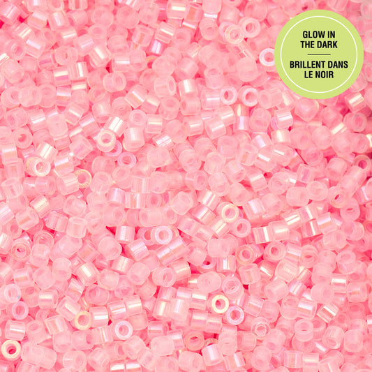 11/0 Cylin Beads #1118 Glow In Dark AB Pink Neon 25g Bag