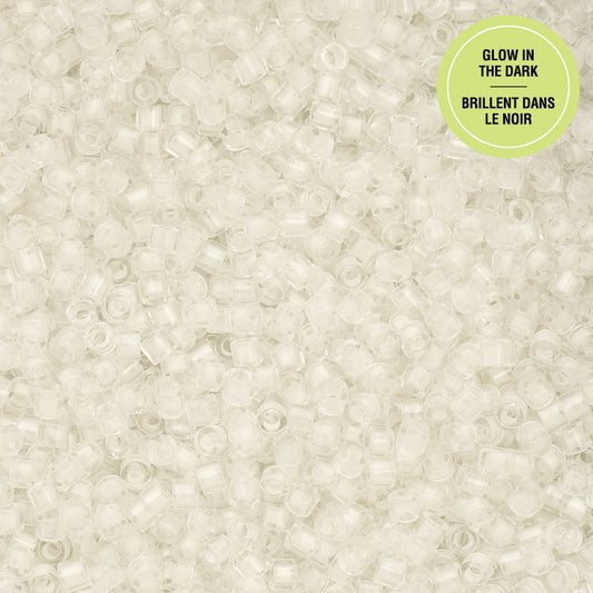 11/0 Cylin Beads #1134 Glow In Dark White / Green 25g Bag