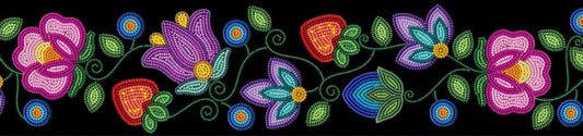 Printed Ribbon 2" Garden Rhythm Black - Per Yard