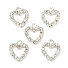 1/2" Silver Heart Rhinestone Charm 5/pk