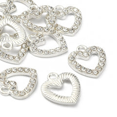 Heart Rhinestone Charm 14x13mm 5/pk