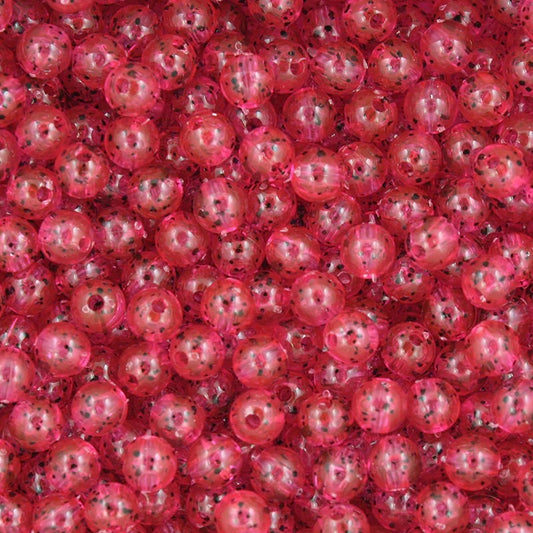 Round Plastic Beads 6mm Hot Pink Nickel Flake Approx 1000/pk