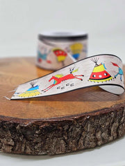 Printed Ribbon 2" Ledger Horse Birch - Per Yard