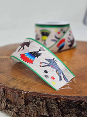 Printed Ribbon 2" Ledger Wolf Birch - Per Yard