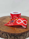 Printed Ribbon 2" Metis Red - Per Yard