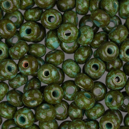 2/0 Czech Seed Beads #108 Op Travertine Turquoise 20g