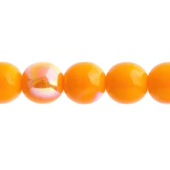 Czech Druk 10mm Beads 18/strand Opaque Orange AB