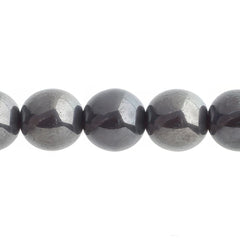 Czech Druk 10mm Beads 18/strand Opaque Jet Hematite x2