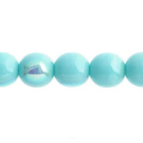 Czech Round Druk Beads 10mm Opaque Green Turquoise AB 18/strand