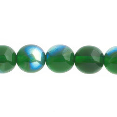 Czech Druk 10mm Beads 18/strand Trans Green AB