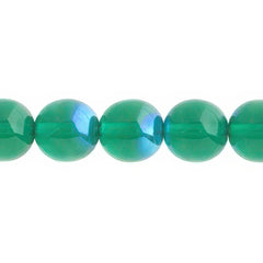 Czech Druk 10mm Beads 18/strand Trans Emerald AB