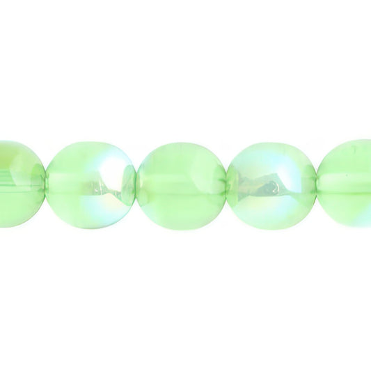 Czech Round Druk Beads 10mm Transparent Peridot AB 18/strand