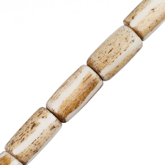 Bone Painted Tube Beads 0.5" Light Brown 16/Strand