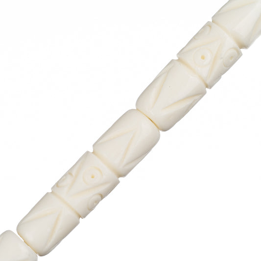 Bone Carved Pipe Beads 1" Ivory 8/Strand
