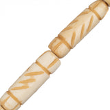 Bone Carved Tube Beads 1" Antique Ivory 8/Strand