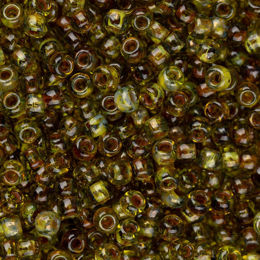 6/0 Toho Seed Beads #Y315 Tr Lime Green Picasso 8-9g Vial